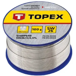 Dostępne od ręki Lut cynowy 60% Sn, drut 0.7 mm, 100 g 44E512